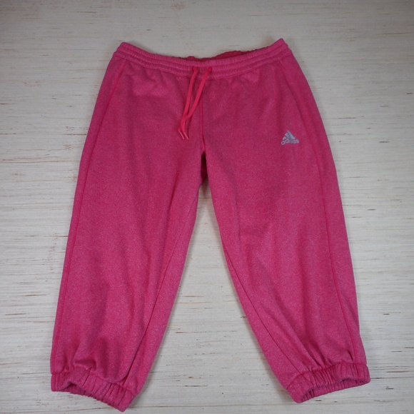 Adidas Women’s Pink Cropped Sweatpants Small – Elastic Waist & Cuffs - Picture 1 of 4